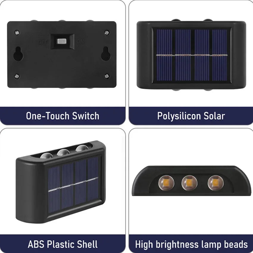 Aplique Solar de Pared Exterior (Luz Arriba y Abajo)