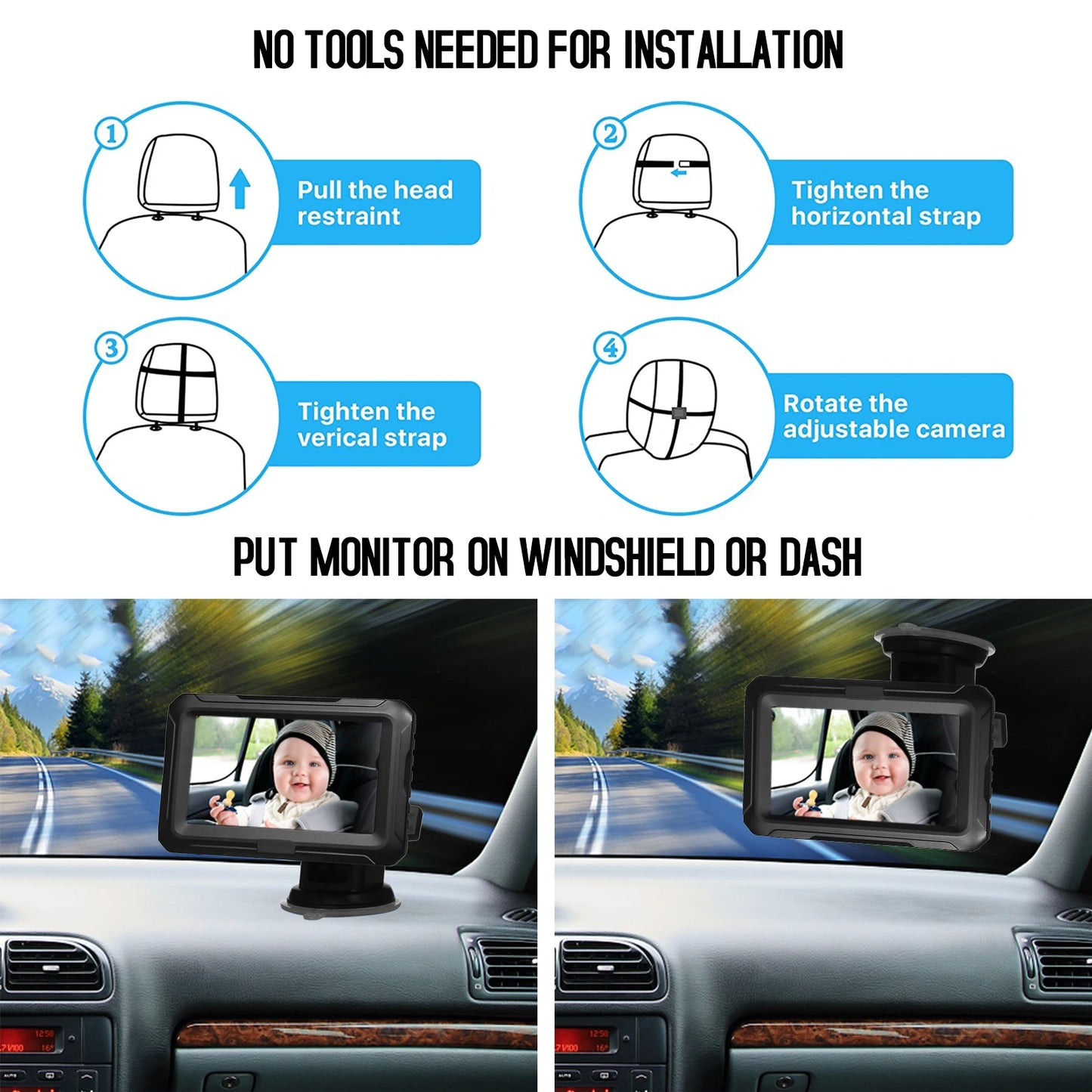 Monitor de Coche para Bebés con Visión Nocturna