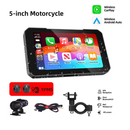 Pantalla de Moto 5" con CarPlay y Doble Dashcam