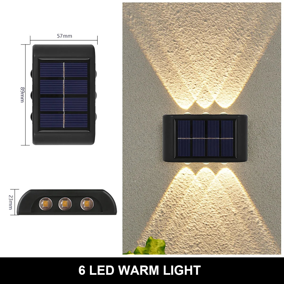 Aplique Solar de Pared Exterior (Luz Arriba y Abajo)