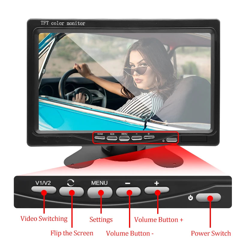 Monitor de Coche HD de 7" para Marcha Atrás