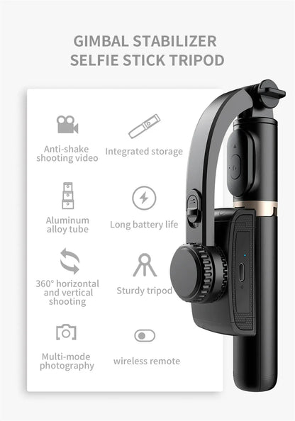Estabilizador Gimbal Portátil con Trípode y Bluetooth