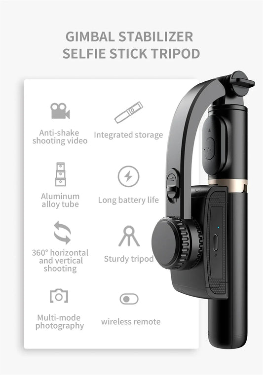 Estabilizador Gimbal Portátil con Trípode y Bluetooth