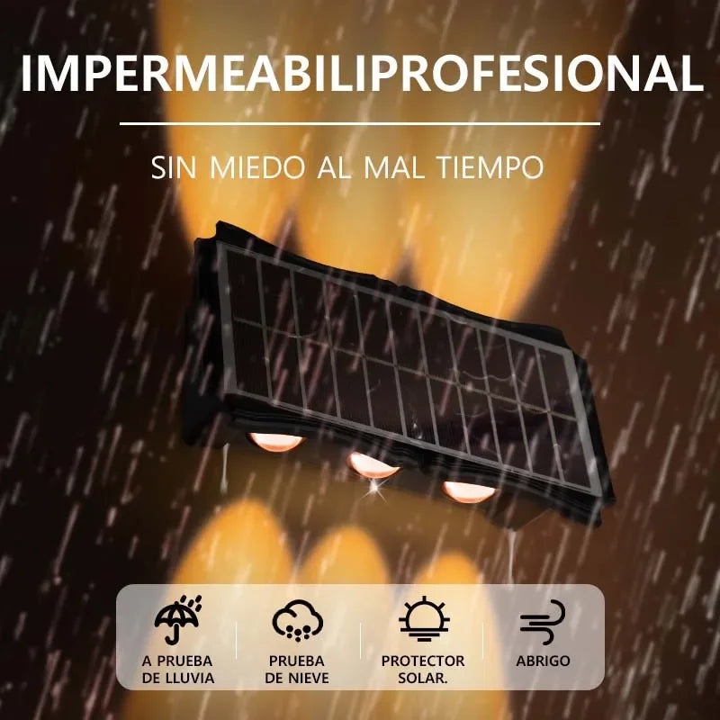 Aplique Solar de Pared Exterior (Luz Arriba y Abajo)