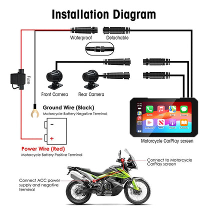 Pantalla de Moto 5" con CarPlay y Doble Dashcam
