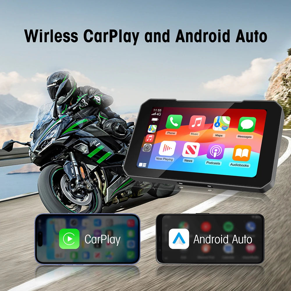 Pantalla de Moto 5" con CarPlay y Doble Dashcam