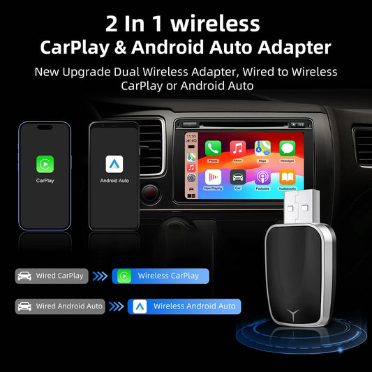 Adaptador Inalámbrico CarPlay y Android Auto 2 en 1
