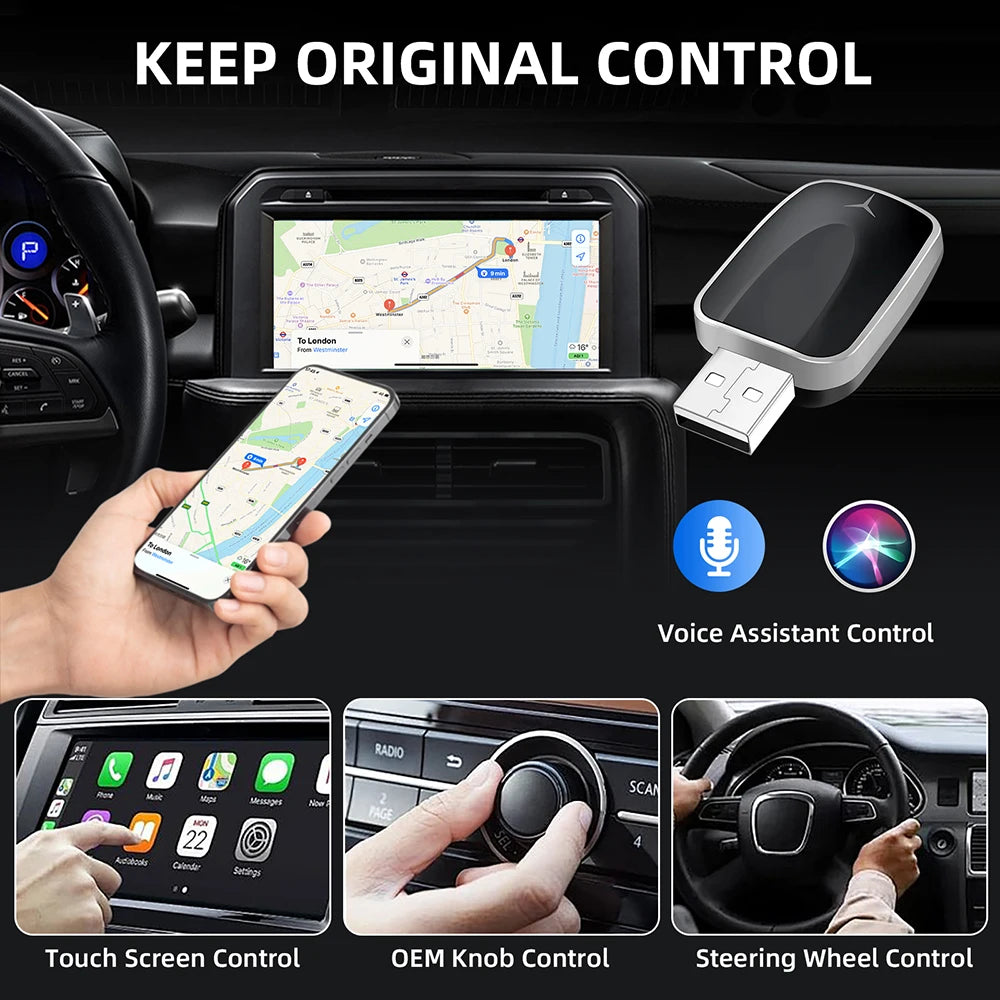 Adaptador Inalámbrico CarPlay y Android Auto 2 en 1