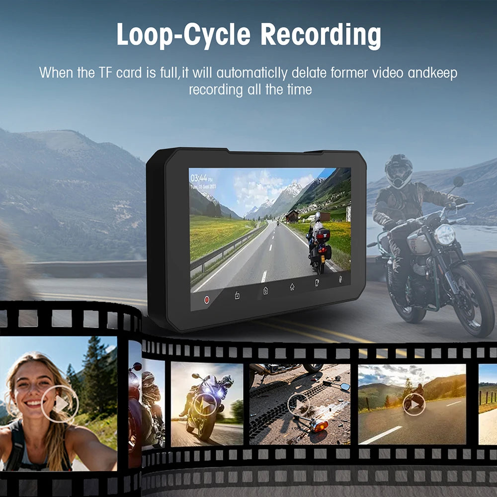 Pantalla de Moto 5" con CarPlay y Doble Dashcam