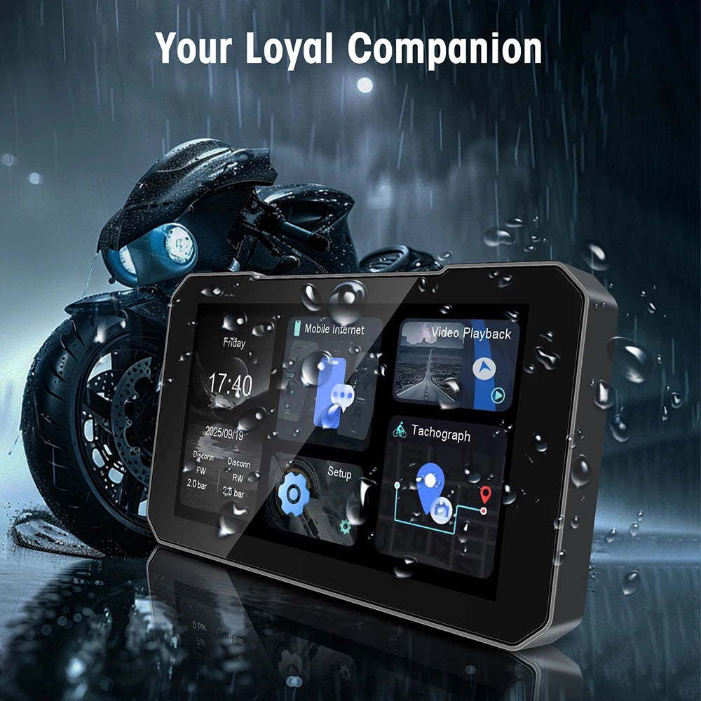 Pantalla de Moto 5" con CarPlay y Doble Dashcam