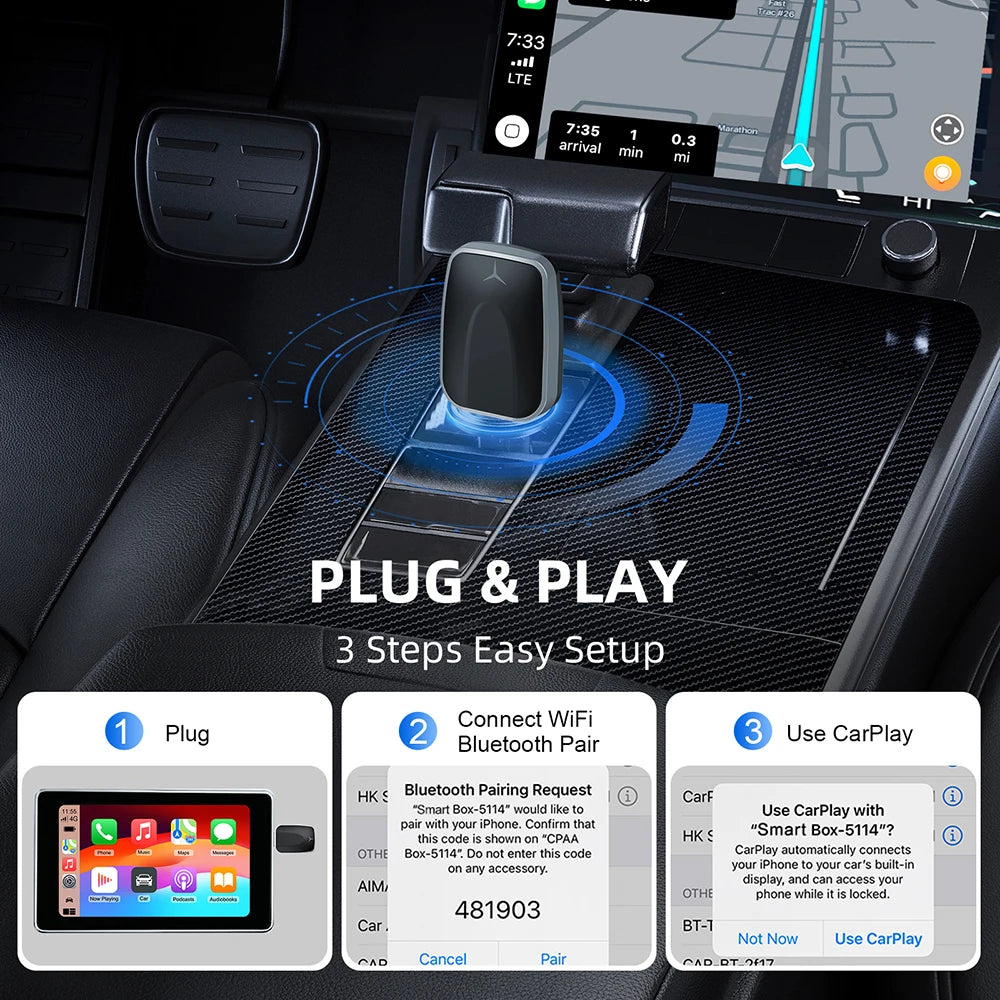 Adaptador Inalámbrico CarPlay y Android Auto 2 en 1